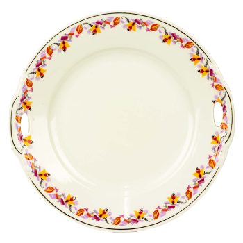 Patera na ciasto z czerwonym wzorkiem art déco