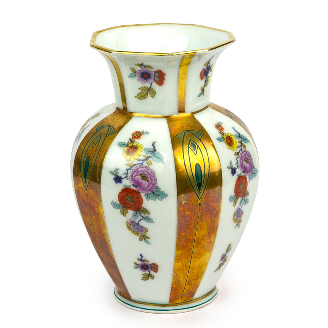 Miedziowany porcelanowy wazon Art Deco H. Baensch Lettin