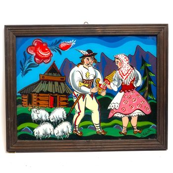 "Góral i Góralka", Zdzisław Walczak, malarstwo na szkle 1982