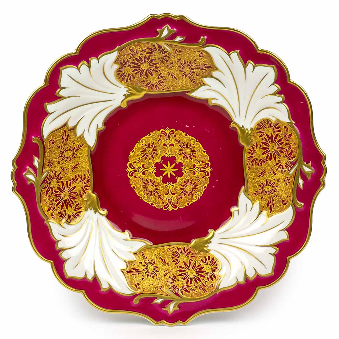 Porcelanowa patera Weimar Jutta bordowa złocona